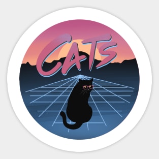 Cats Vintage Synthwave Vaporwave 80s Sticker